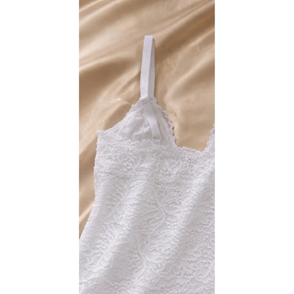 Cosabella Jhansi Lace Slip Dress White Wireless Stretch Lace Lingerie Size M‎